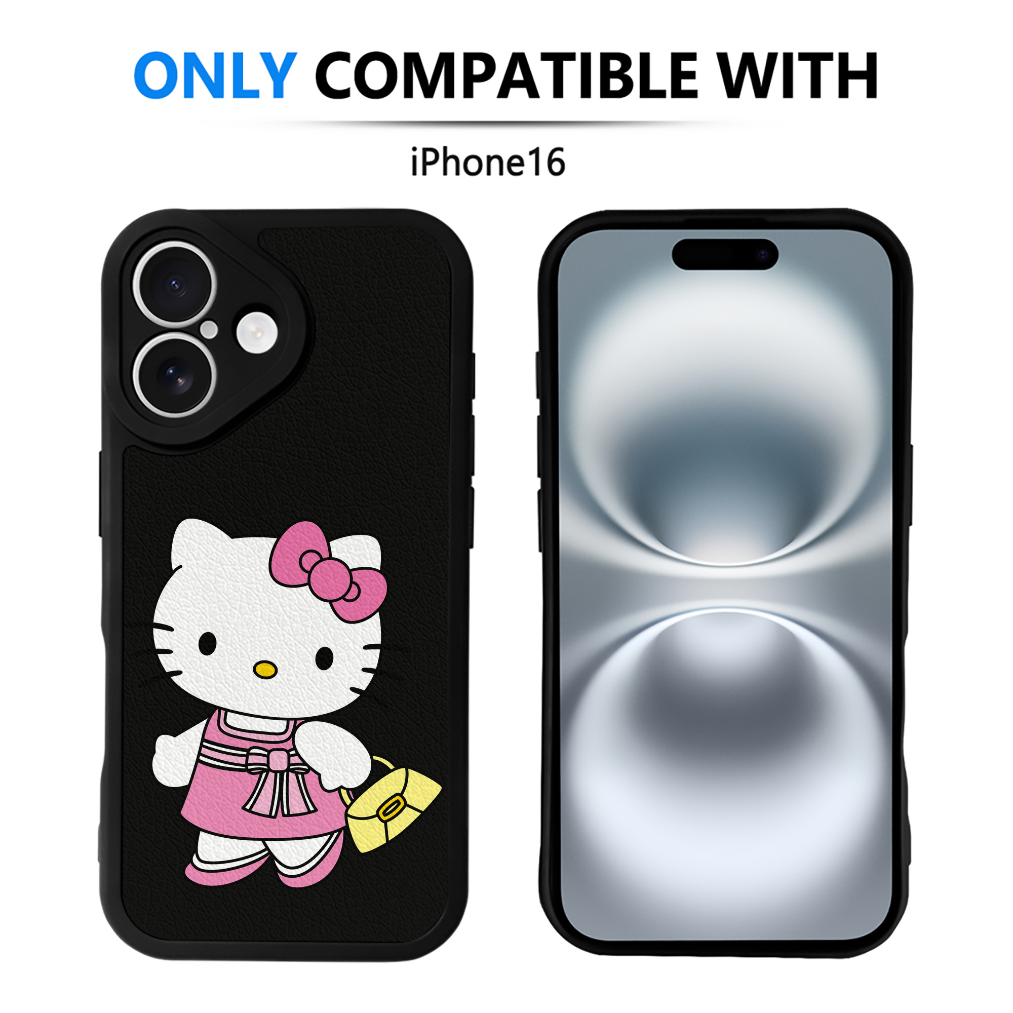 （画像用） Hello Kitty ハローキティ 【iPhone 16シリーズ対応】シリコンスマホケース（レザー調） 材質：シリコン